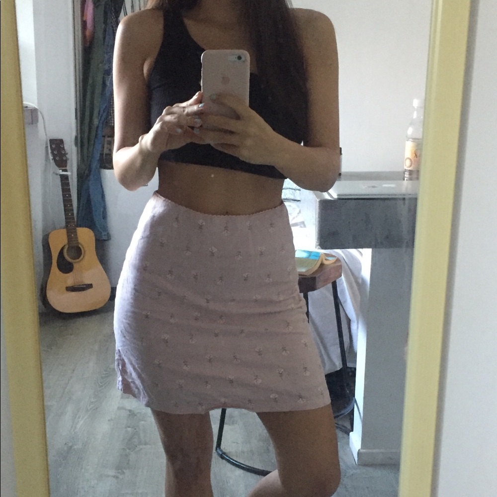 Brandy Melville Pink Floral Skirt